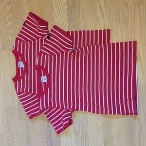 Two Polarn O. Pyret Classic Red and White Striped T-Shirts
